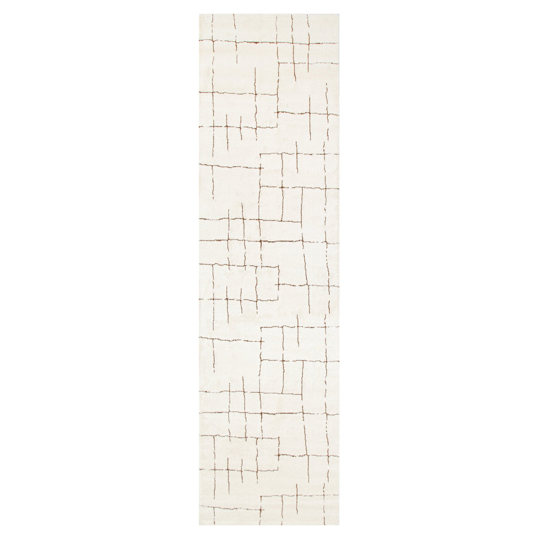 Mila Abstract Lines Brown Cream Rug