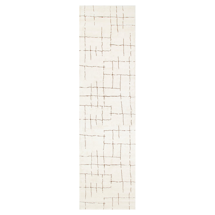 Mila Abstract Lines Brown Cream Rug