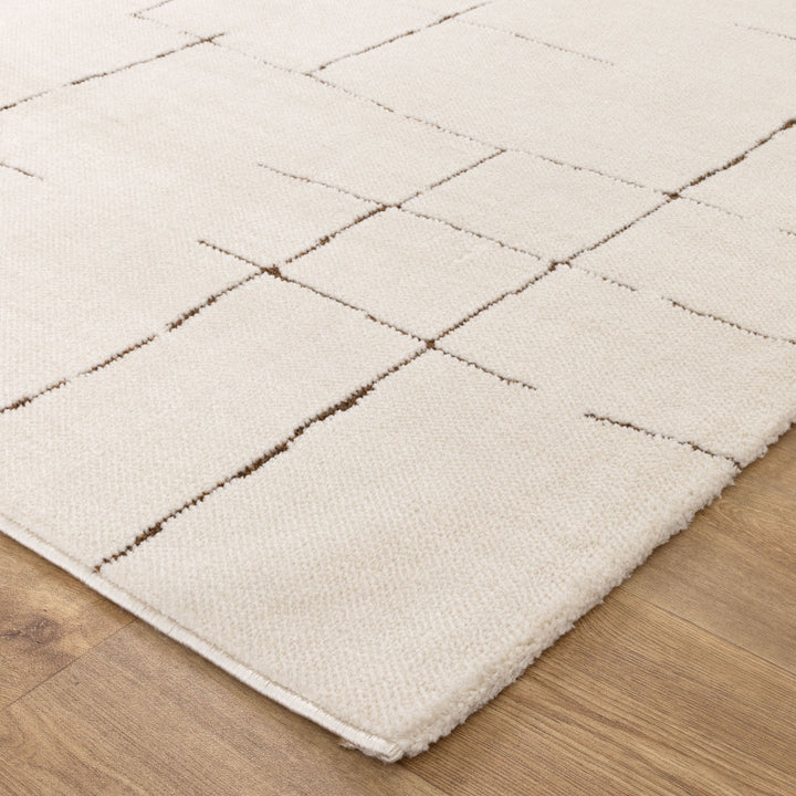 Mila Abstract Lines Brown Cream Rug