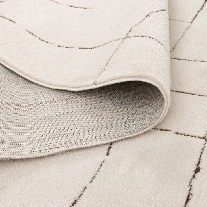 Mila Abstract Lines Brown Cream Rug