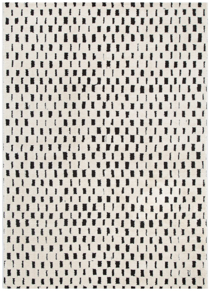 Mila Monochrome Squares Black and Cream Rug