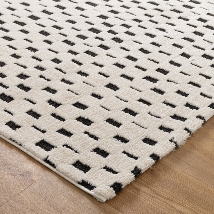 Mila Monochrome Squares Black and Cream Rug