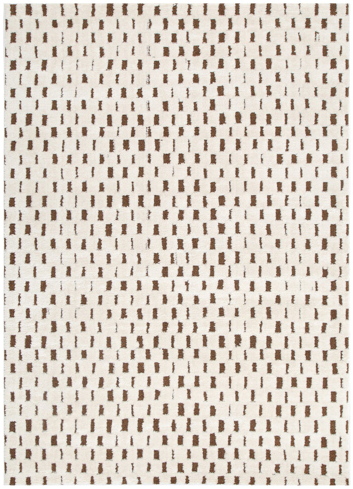 Mila Monochrome Squares Brown and Cream Rug