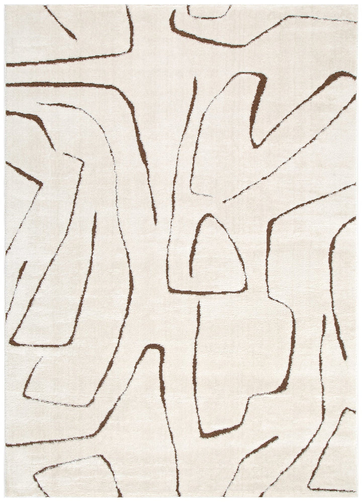 Mila Modern Lines Cream and Brown Rug