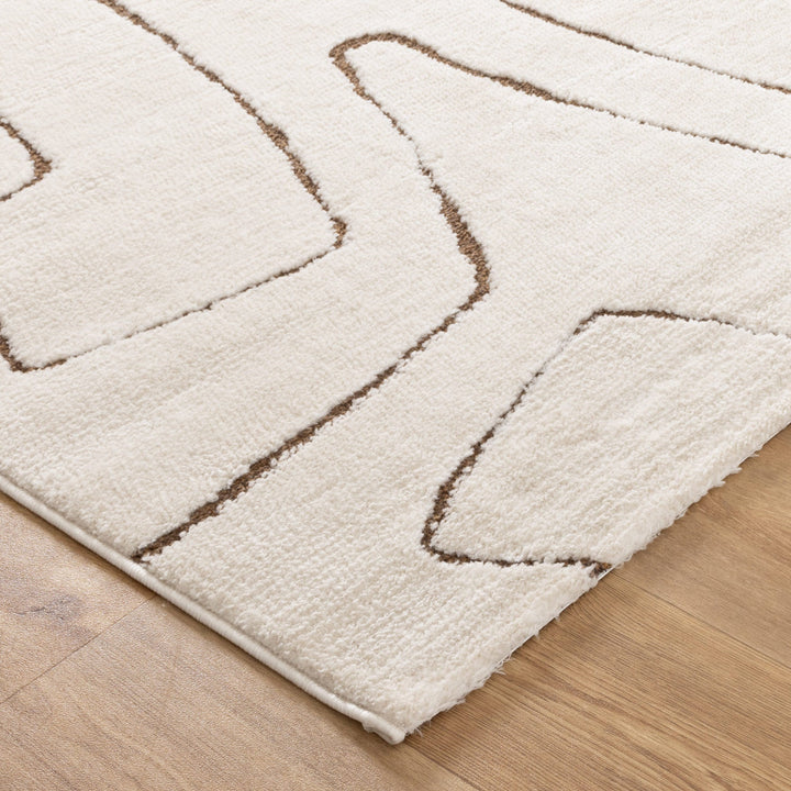 Mila Modern Lines Cream and Brown Rug