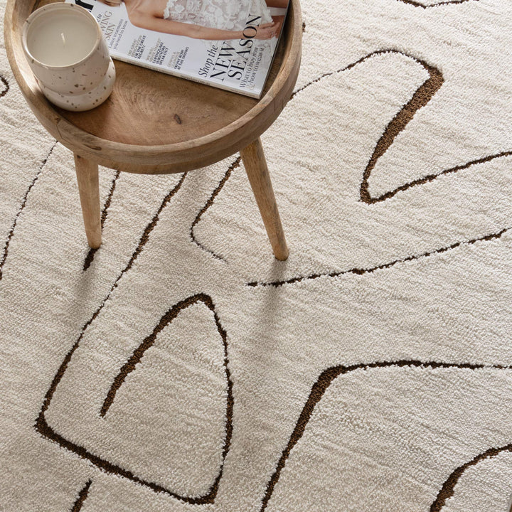 Mila Modern Lines Cream and Brown Rug