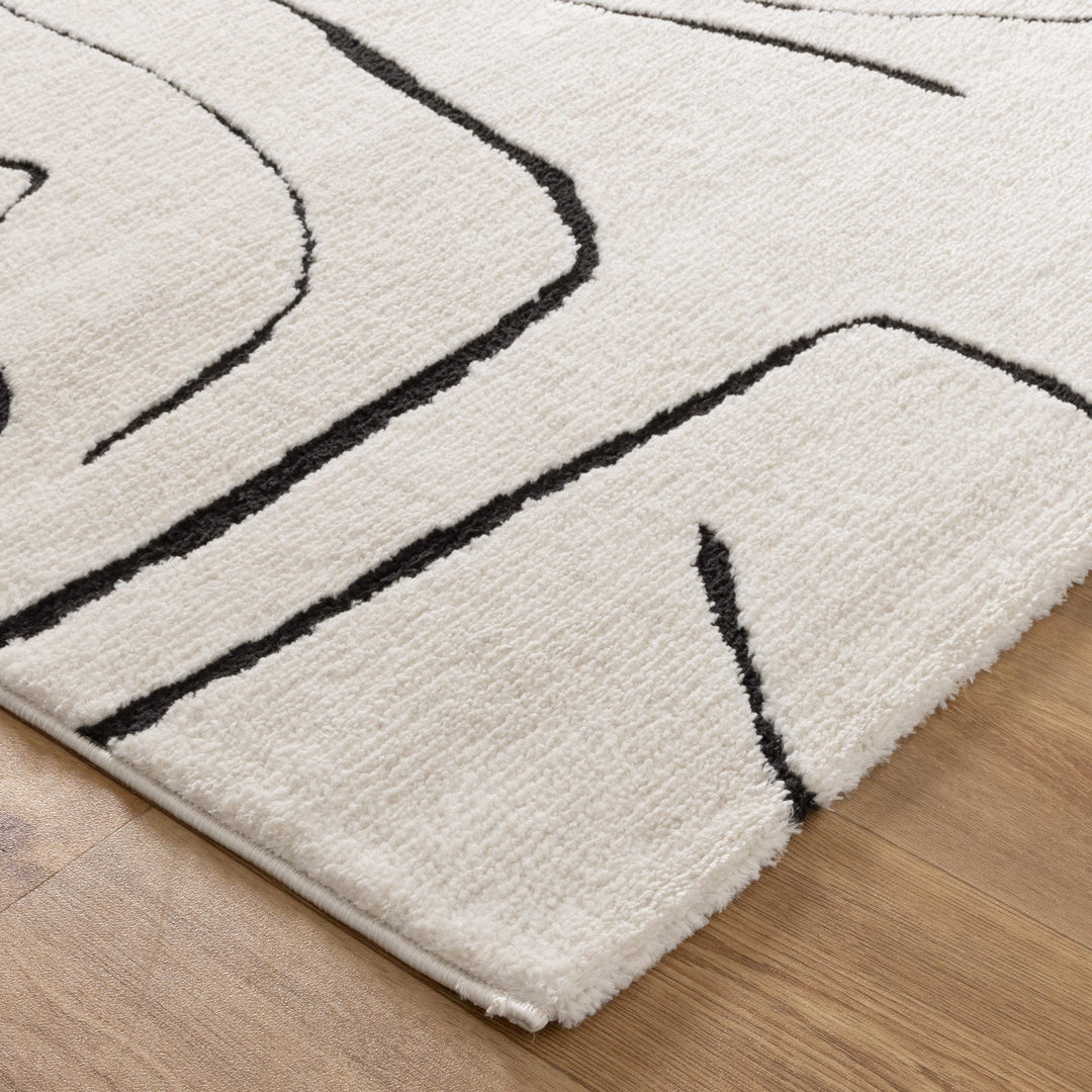 Mila Modern Lines Cream and Black Rug