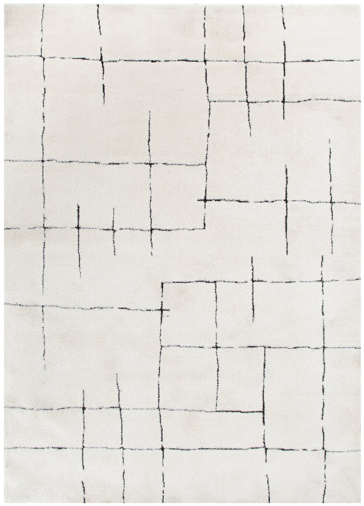 Mila Abstract Lines Black Cream Rug