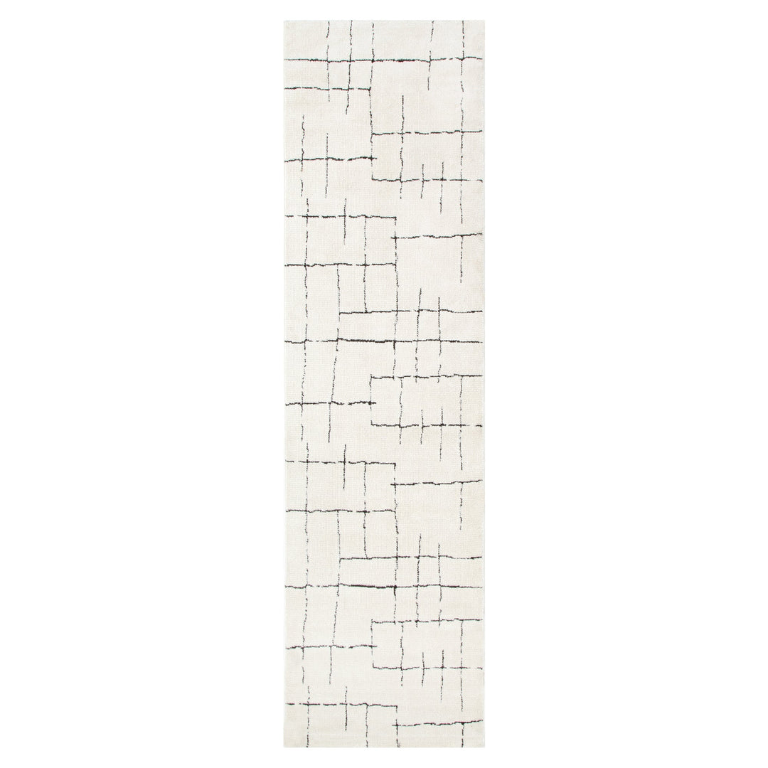 Mila Abstract Lines Black Cream Rug
