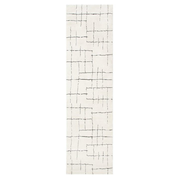 Mila Abstract Lines Black Cream Rug