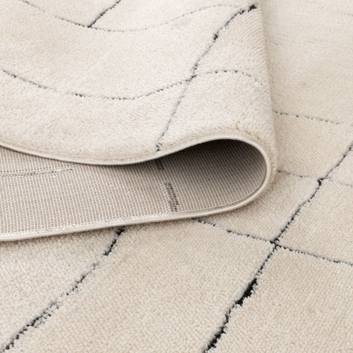 Mila Abstract Lines Black Cream Rug