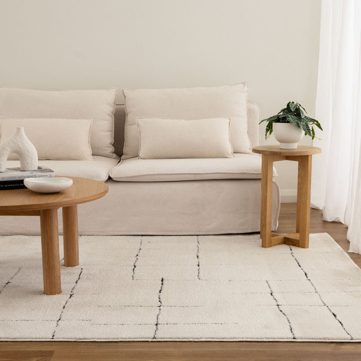 Mila Abstract Lines Black Cream Rug
