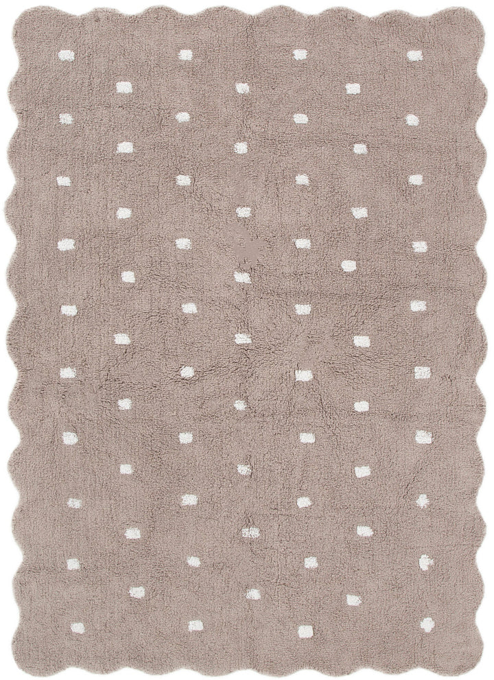 Mellow Rectangle Scalloped Kids Rug Mushroom Beige
