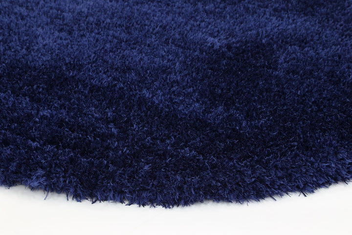 Flokati Shag Rug Navy Round