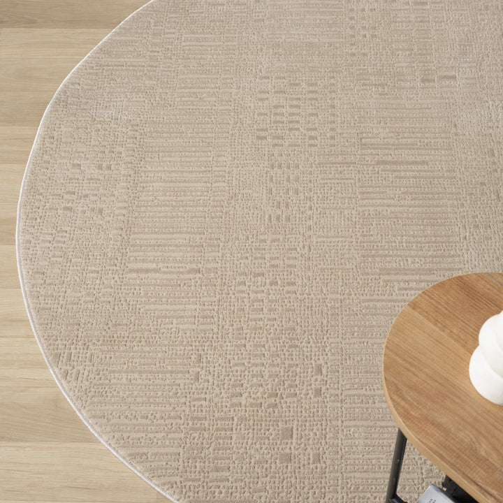 Meraki Linear Texture Fawn Round Rug