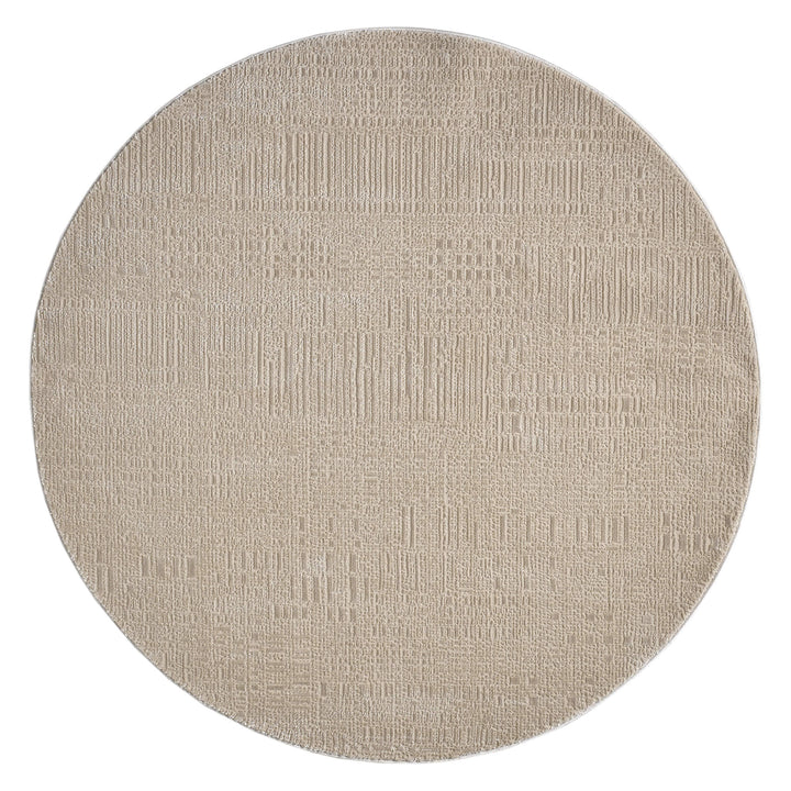 Meraki Linear Texture Fawn Round Rug
