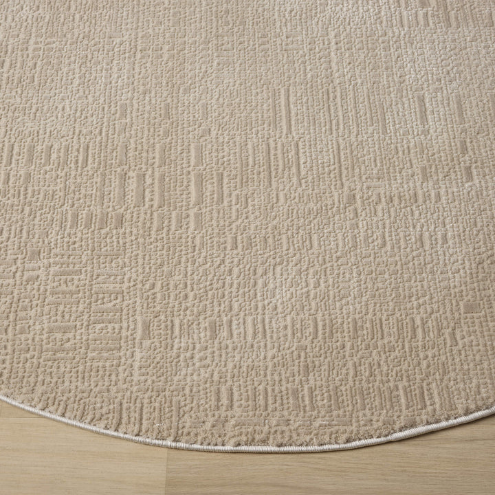 Meraki Linear Texture Fawn Round Rug