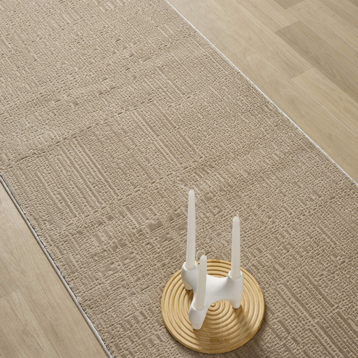 Meraki Linear Texture Fawn Runner Rug