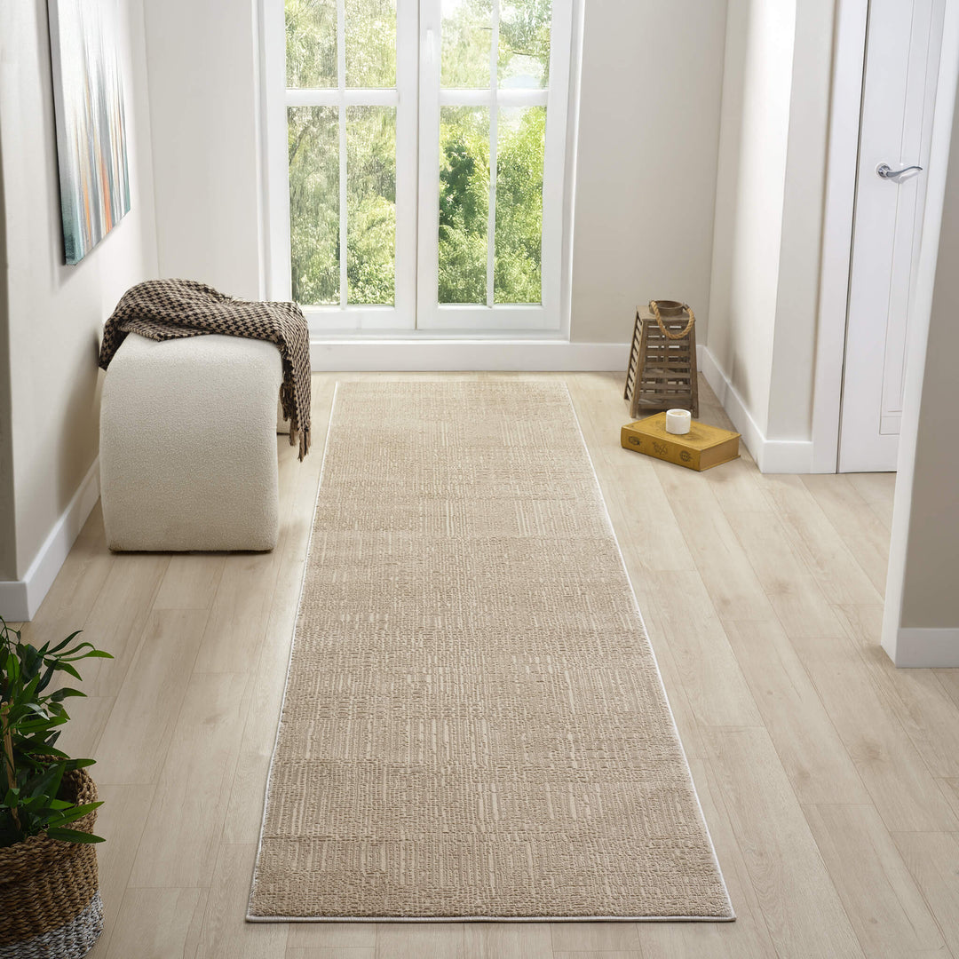 Meraki Linear Texture Fawn Runner Rug