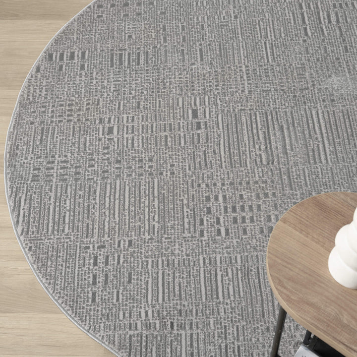 Meraki Linear Texture Slate Round Rug