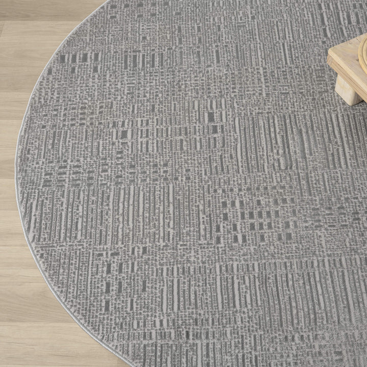 Meraki Linear Texture Slate Round Rug