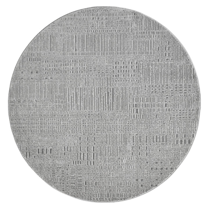 Meraki Linear Texture Slate Round Rug