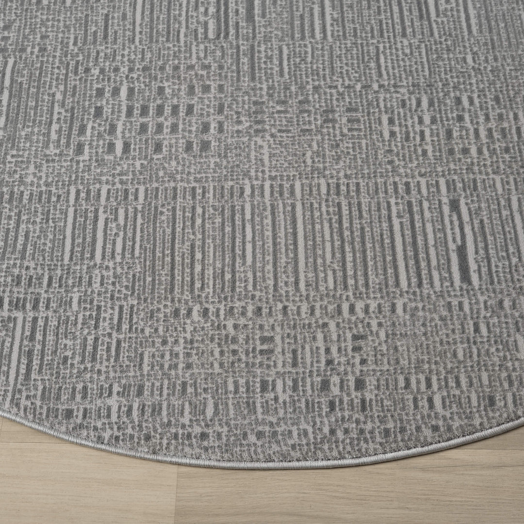 Meraki Linear Texture Slate Round Rug