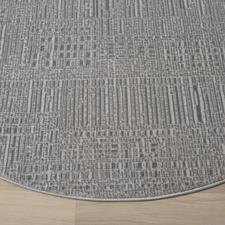 Meraki Linear Texture Slate Round Rug