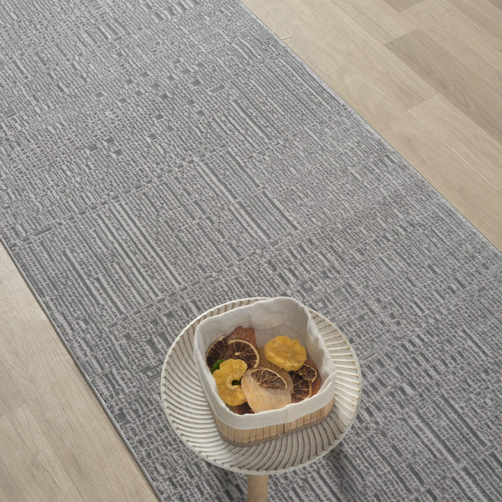 Meraki Linear Texture Slate Runner Rug