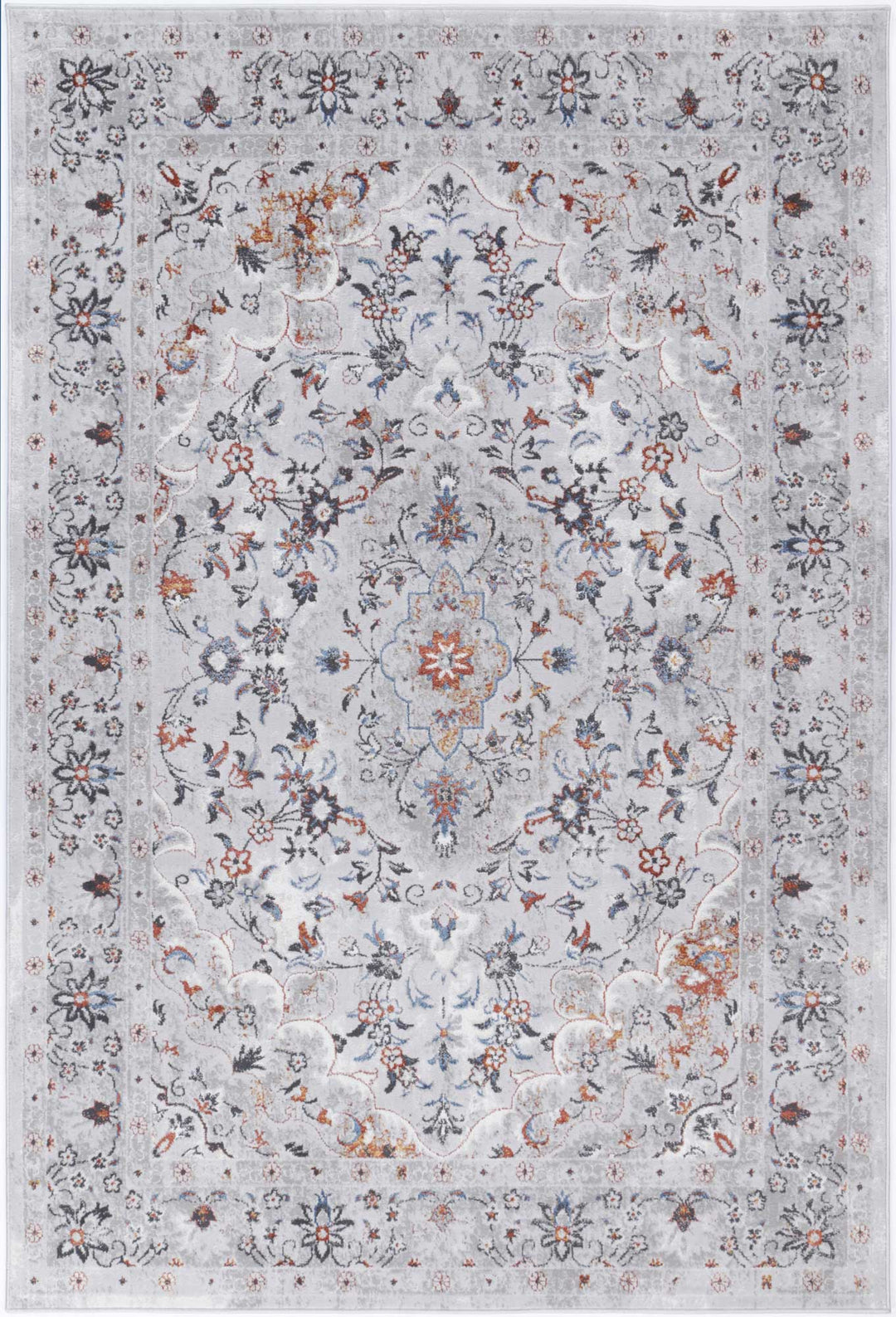 Porto Multi Grey Floral Traditional Rug