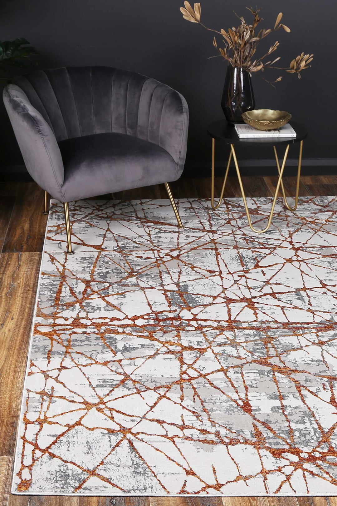 Porto Geometric Rust Rug