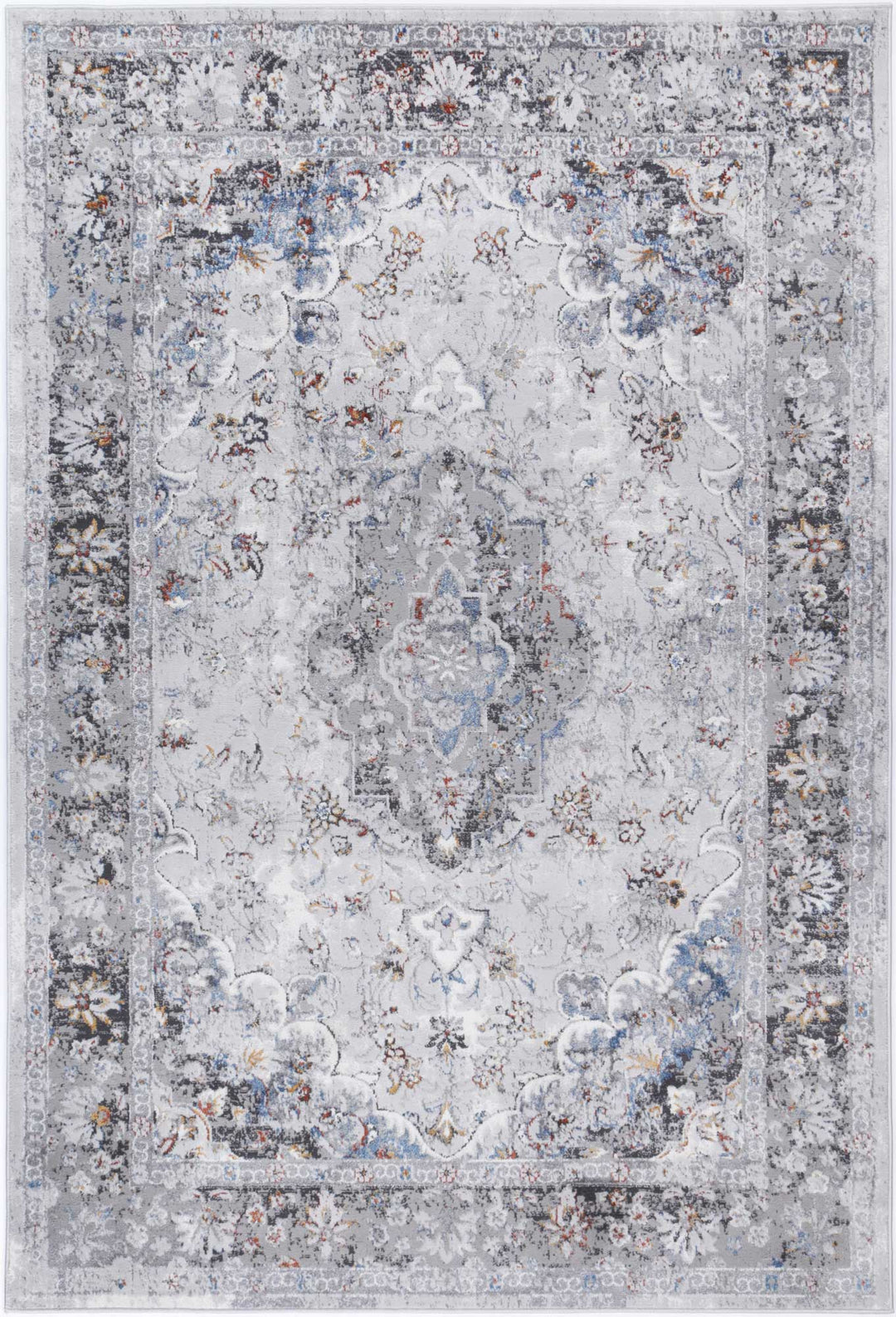 Porto Grey Multi Floral Traditional Rug