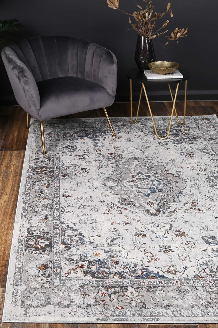 Porto Grey Multi Floral Traditional Rug