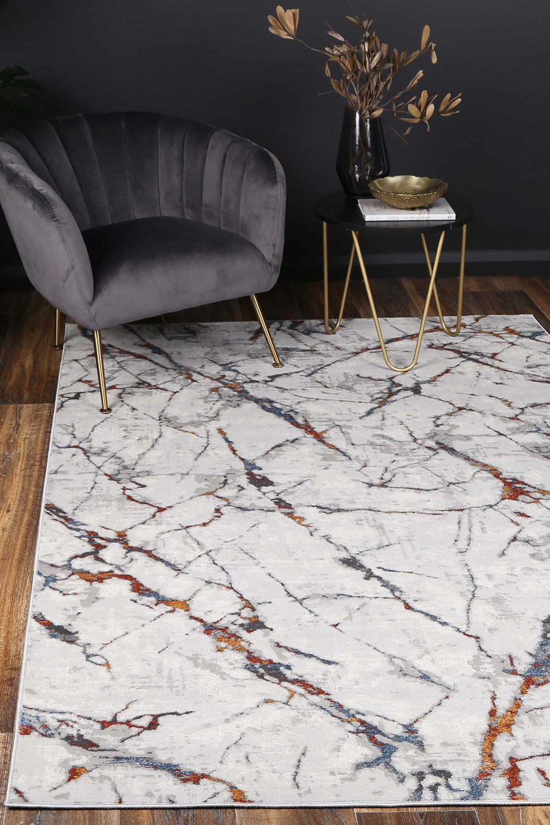 Porto Grey Multi Marble Rug Hallway Runner