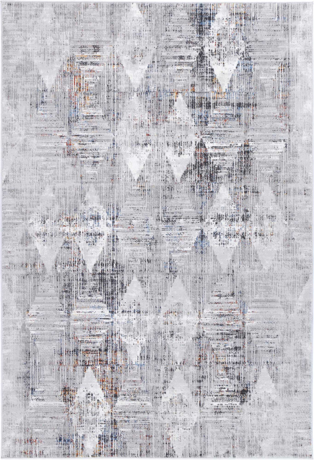 Porto Grey Multi Diamond Transitional Rug Hallway Runner