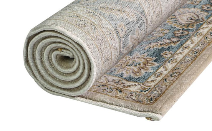 Prague Beige Blue Border Rug