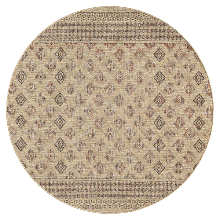 Earthbound Tribal Border Fawn Round Rug