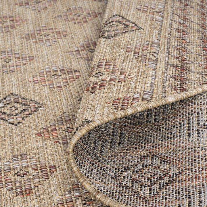 Earthbound Tribal Border Fawn Round Rug