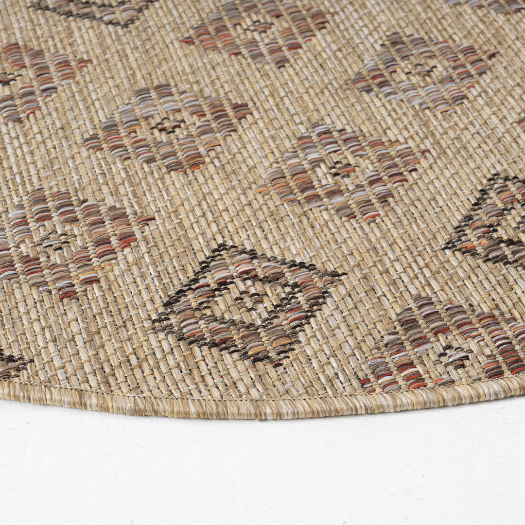 Round Fawn Rug Earthbound Tribal Border Fawn Round Rug – Rugs N More