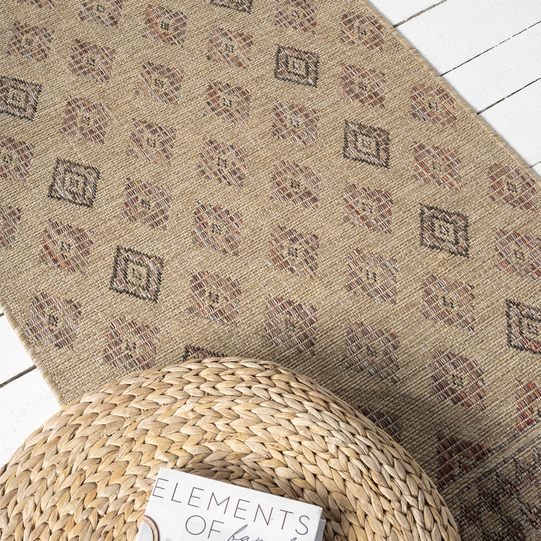 Earthbound Tribal Border Fawn Runner Rug