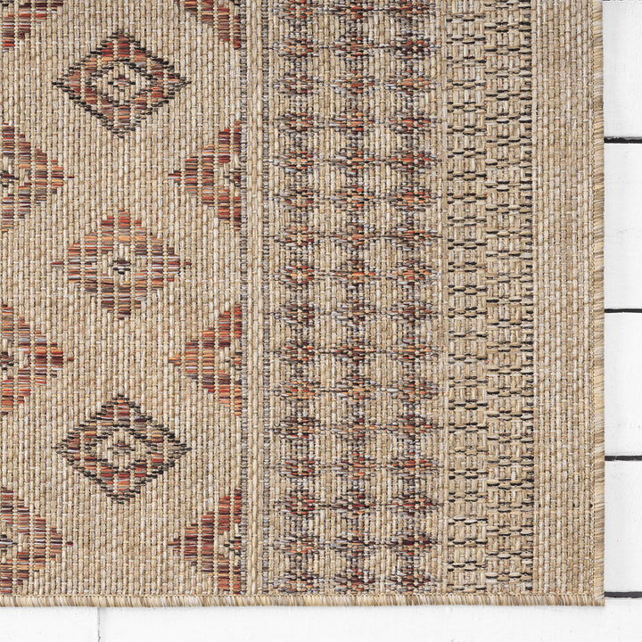 Earthbound Tribal Border Fawn Runner Rug