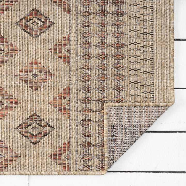 Earthbound Tribal Border Fawn Runner Rug