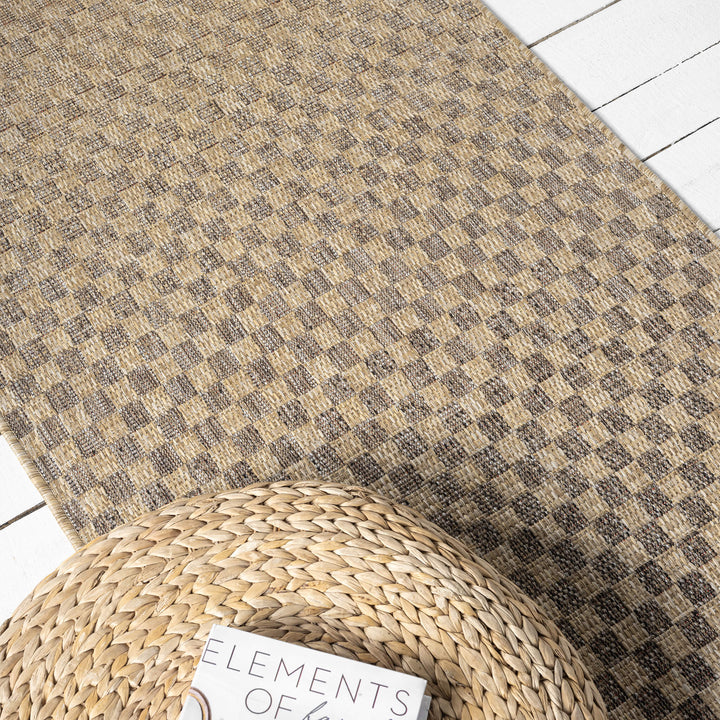 Earthbound Geometric Taupe Runner Rug