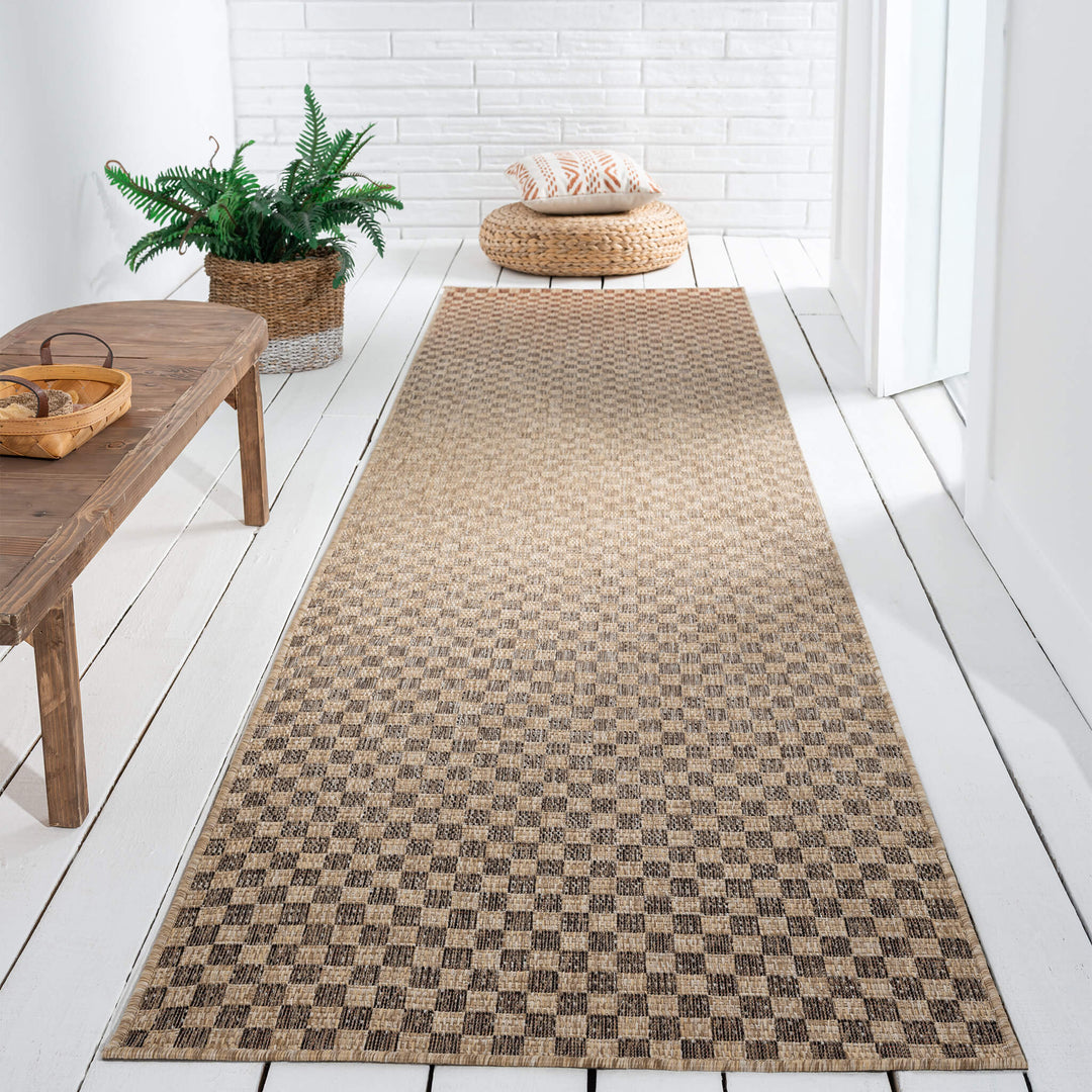 Earthbound Geometric Taupe Runner Rug