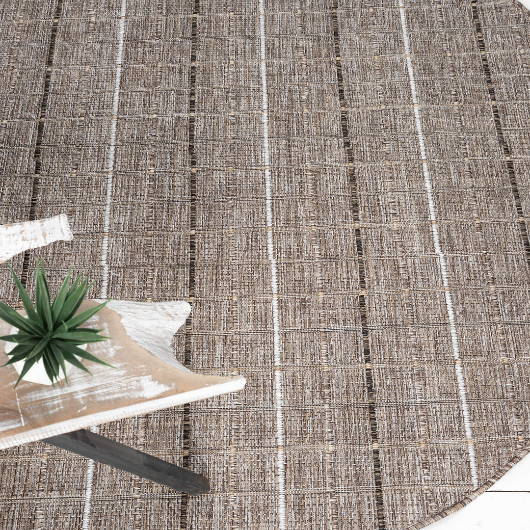 Earthbound Linear Natural Round Rug