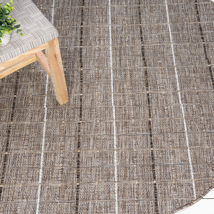 Earthbound Linear Natural Round Rug