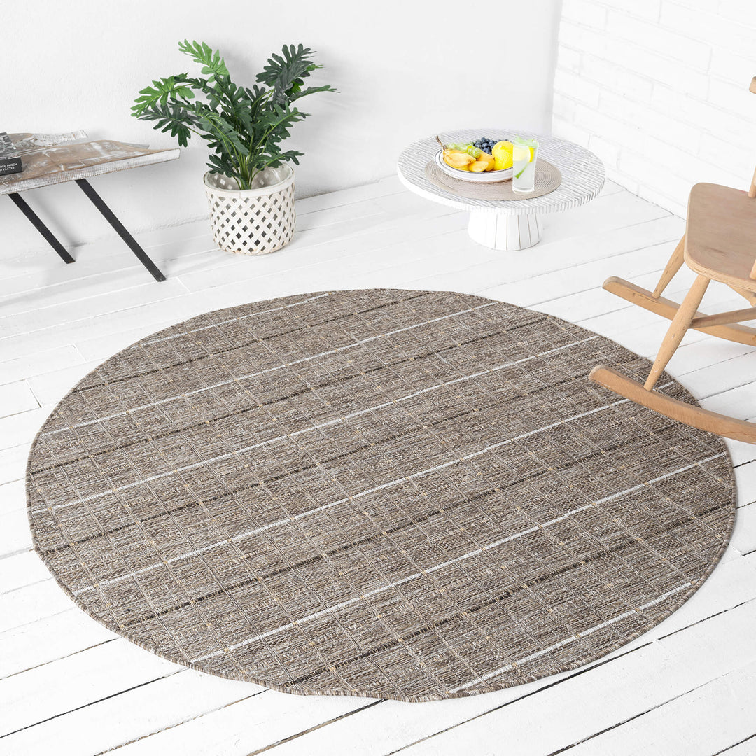 Earthbound Linear Natural Round Rug