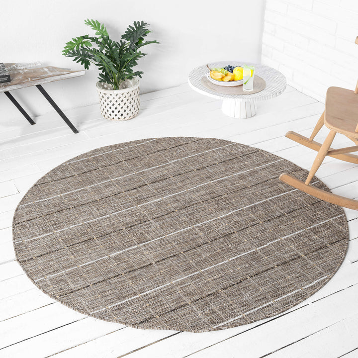 Earthbound Linear Natural Round Rug