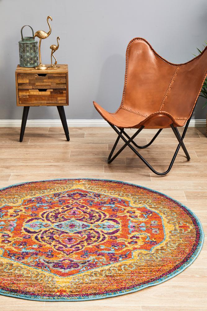 Radiance 422 Tangerine Round Rug