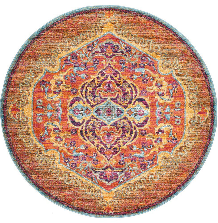 Radiance 422 Tangerine Round Rug